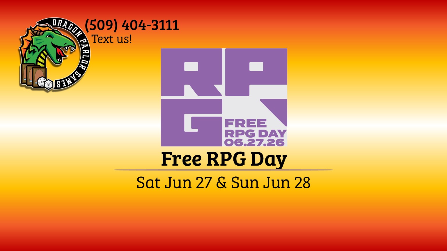 Free RPG day is this weekend!
